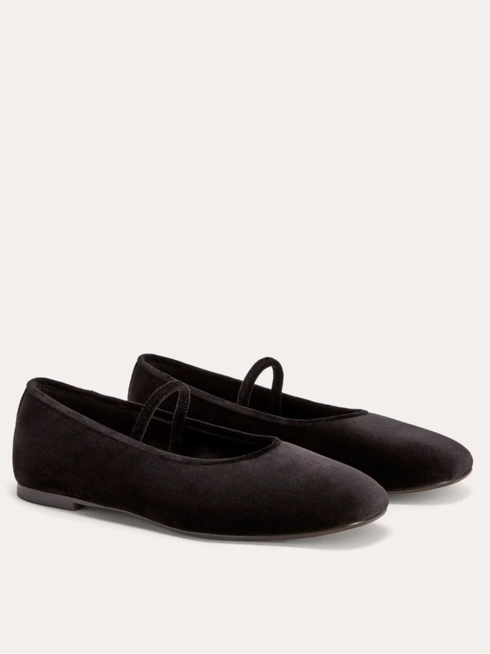 Everlane The Day Mary Jane Black Velvet Ballet Flats Shoes Size 7.5 NIB Classic